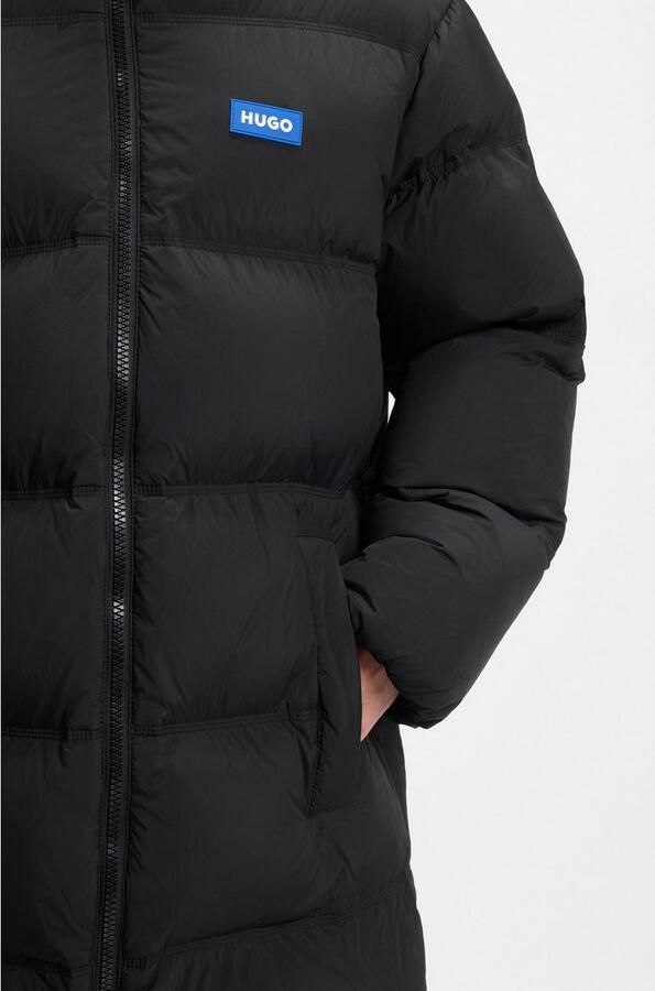 HUGO Blue Regular fit gewatteerde lange jas met labelpatch model 'BODI' - Foto 5