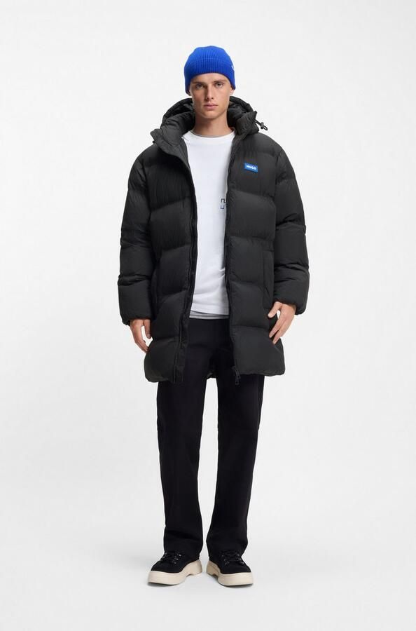 HUGO Blue Regular fit gewatteerde lange jas met labelpatch model 'BODI' - Foto 6