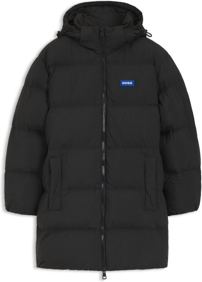 HUGO Blue Regular fit gewatteerde lange jas met labelpatch model 'BODI' - Foto 3