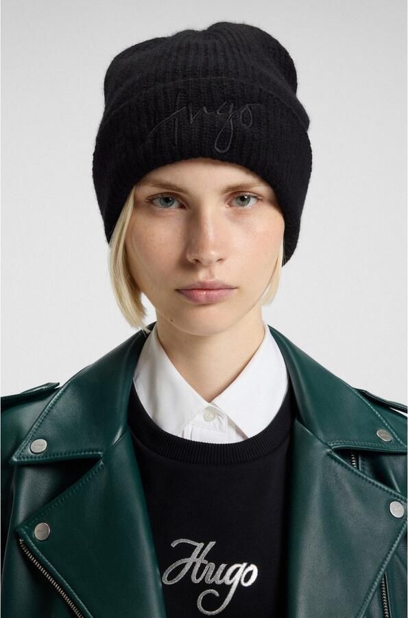 HUGO Beanie Socialy Hat met geborduurd logo - Foto 5