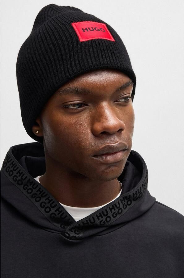 HUGO Beanie met labeldetail model 'Xaff' - Foto 3