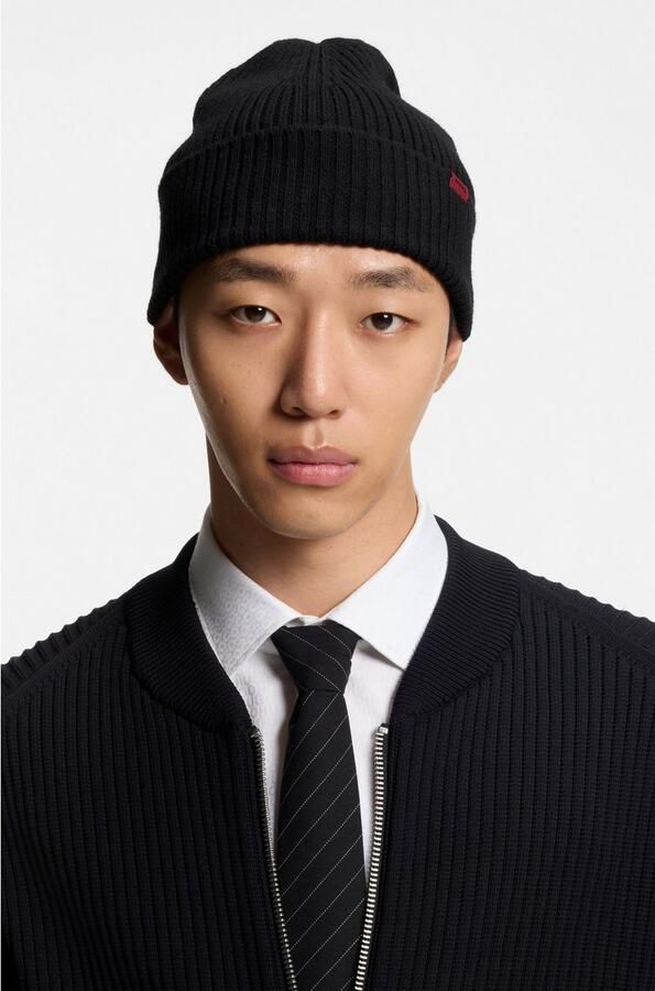 HUGO Beanie van zuivere geribde scheerwol model 'XOLA' - Foto 7