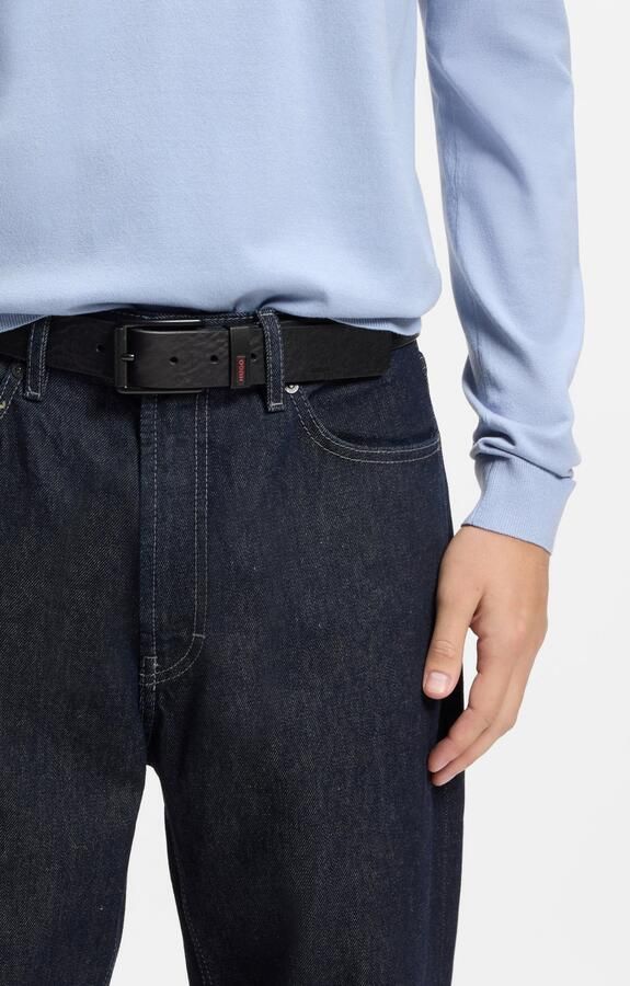 HUGO Leren riem Geffrey Sz40 met doornsluiting logo op de lus