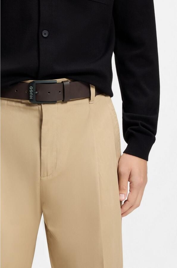 Hugo Boss Gelio Leren Riem met Matzwarte Gesp Bruin Heren - Foto 5