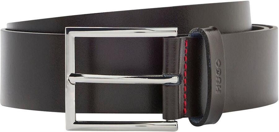 HUGO Leren riem Giaspo met logo-reliëf op de lus en rode naad - Foto 8