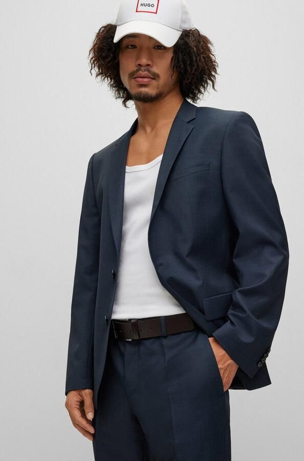 HUGO Leren riem Giaspo met logo-reliëf op de lus en rode naad - Foto 5