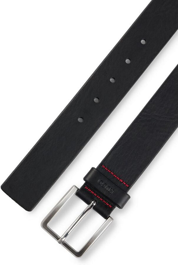 HUGO Leren riem Gionios_Sz40 met littekenreliëf en geborstelde metalen details - Foto 5