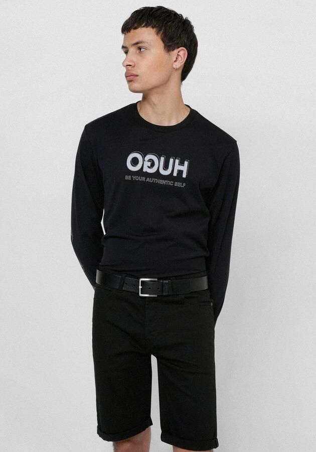 HUGO Leren riem Gionios_Sz40 met littekenreliëf en geborstelde metalen details - Foto 3