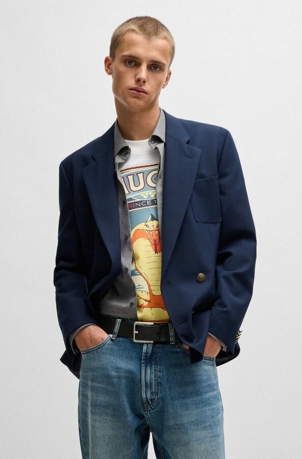 HUGO Leren riem Gionios_Sz40 met littekenreliëf en geborstelde metalen details - Foto 8