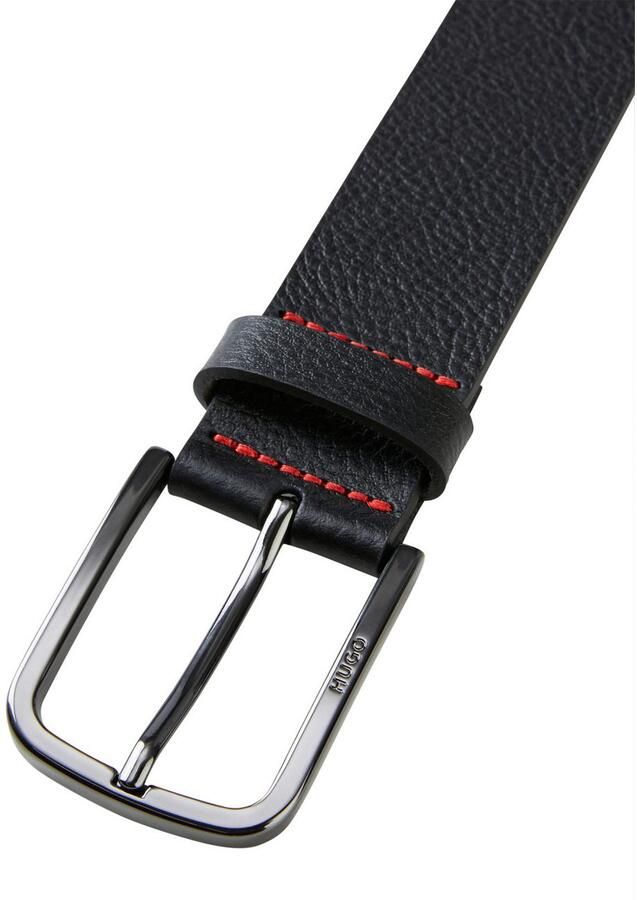 HUGO Leren riem Gurth-Gr_Sz35 Sluiting met logo-gravering