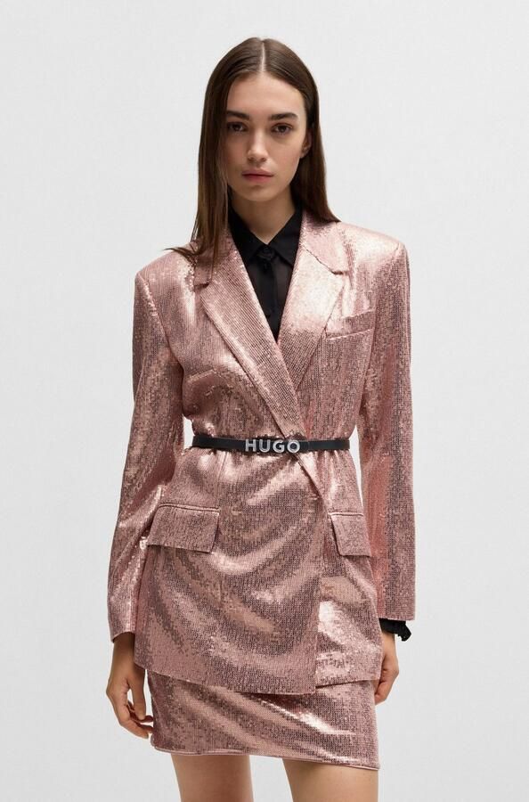 HUGO Leren riem Zula Belt 1 5cm Sluiting met tekst - Foto 7