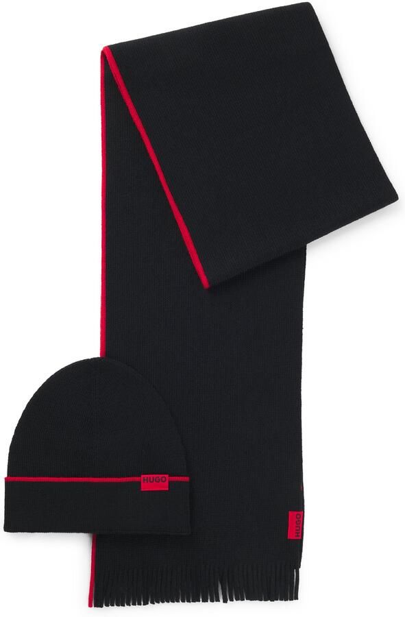 HUGO Sjaal Zaschel Set van scheerwolmix (set 2 stuks Met bijpassende muts) - Foto 8