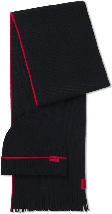 HUGO Sjaal Zaschel Set van scheerwolmix (set 2 stuks Met bijpassende muts) - Foto 7