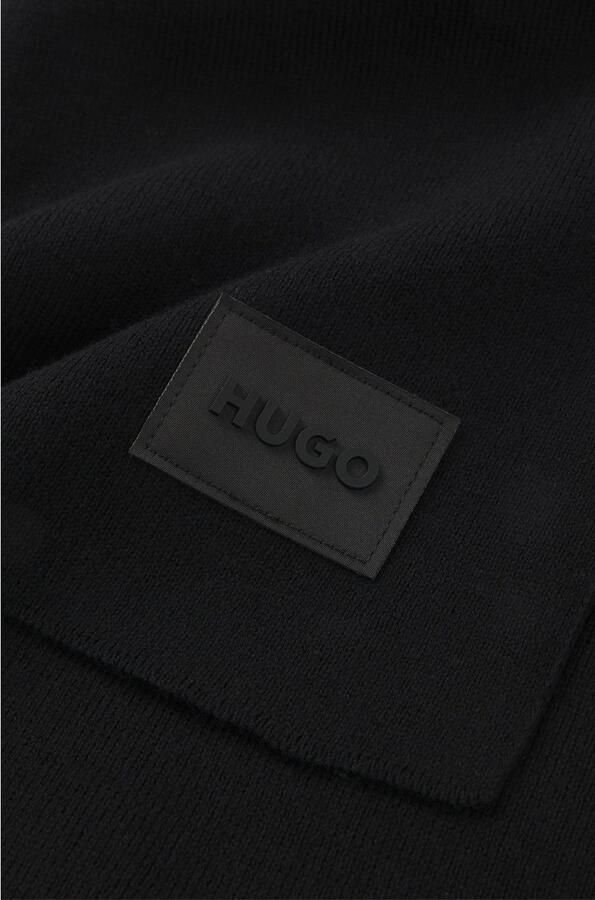 HUGO Sjaal Zevon met logo-patch effen