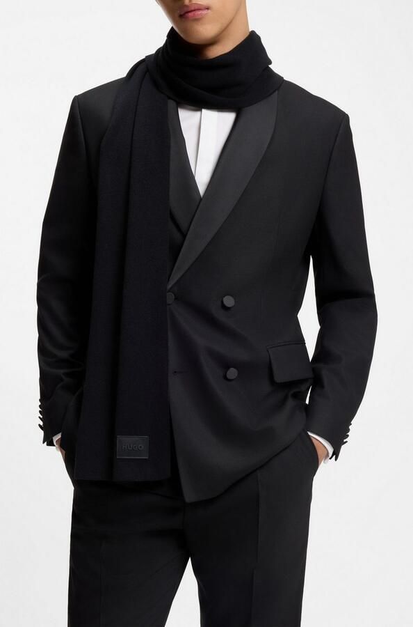 HUGO Sjaal Zevon met logo-patch effen - Foto 2