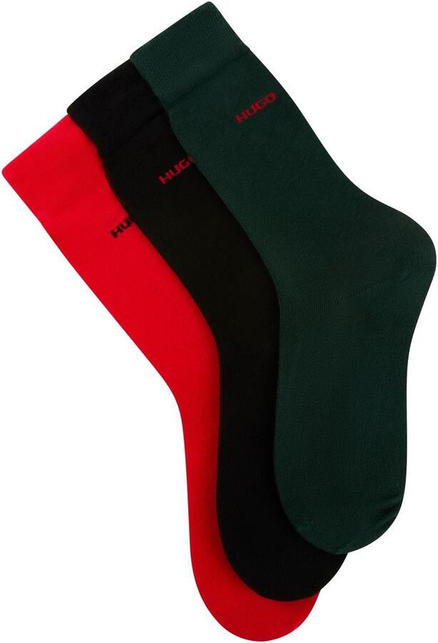 HUGO underwear Business-sokken 3P RS UNI CC met contrasterende hugo logo-opschrift (3 paar Set van 3)