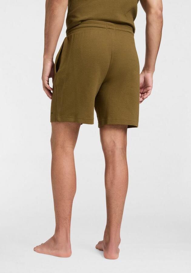 HUGO Regular fit sweatshorts met structuurmotief model 'Austin' - Foto 3