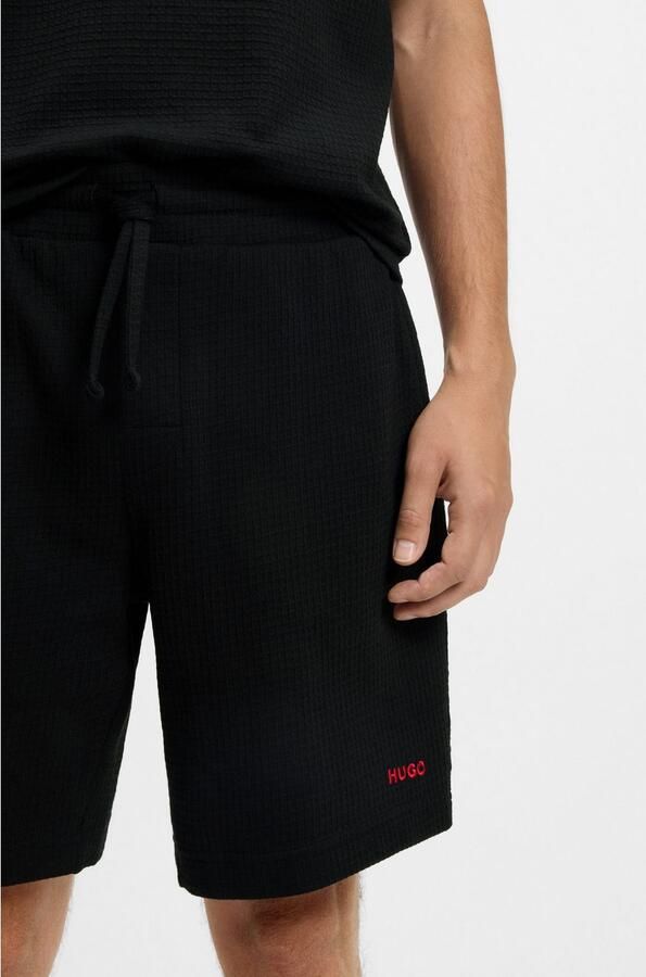 HUGO Regular fit sweatshorts met structuurmotief model 'Austin' - Foto 7
