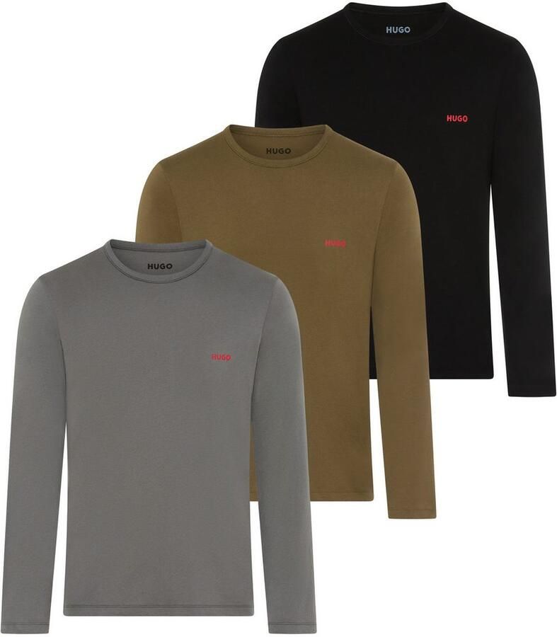HUGO Regular fit shirt met lange mouwen van puur katoen in een set van 3 stuks - Foto 3