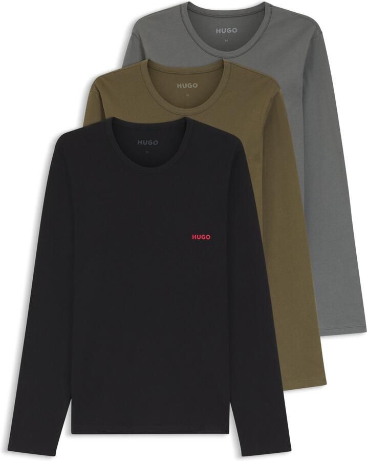 HUGO Regular fit shirt met lange mouwen van puur katoen in een set van 3 stuks