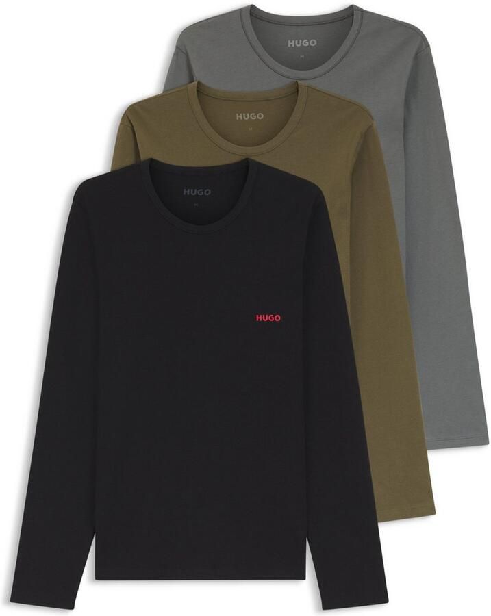 HUGO Regular fit shirt met lange mouwen van puur katoen in een set van 3 stuks - Foto 2