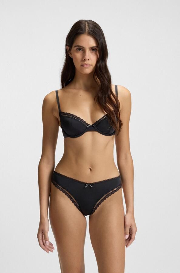 HUGO underwear String elegante kanten randen logo-strik gemiddelde bandhoogte - Foto 4