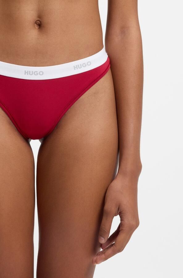 HUGO underwear String ID van stretch-katoen met logo's op de tailleband - Foto 6
