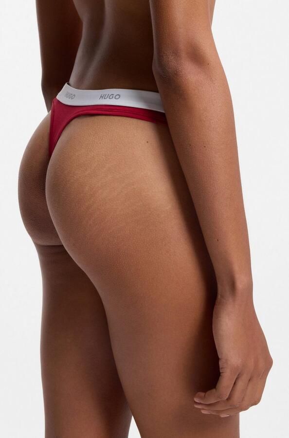 HUGO underwear String ID van stretch-katoen met logo's op de tailleband - Foto 2