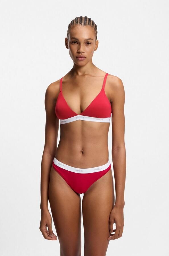 HUGO underwear String ID van stretch-katoen met logo's op de tailleband - Foto 3