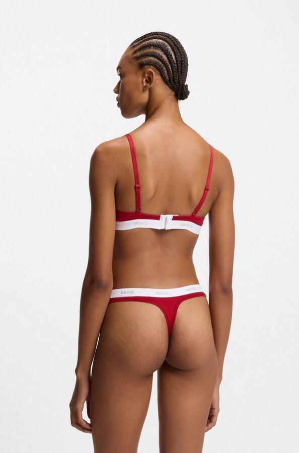 HUGO underwear String ID van stretch-katoen met logo's op de tailleband - Foto 4