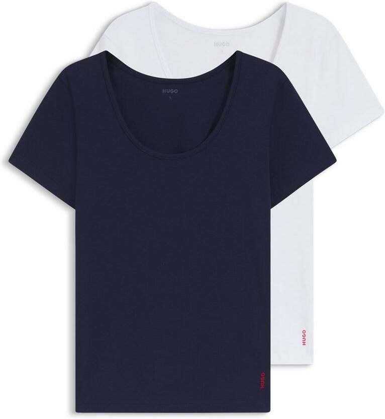 HUGO T-shirt met geribde boothals in een set van 2 stuks