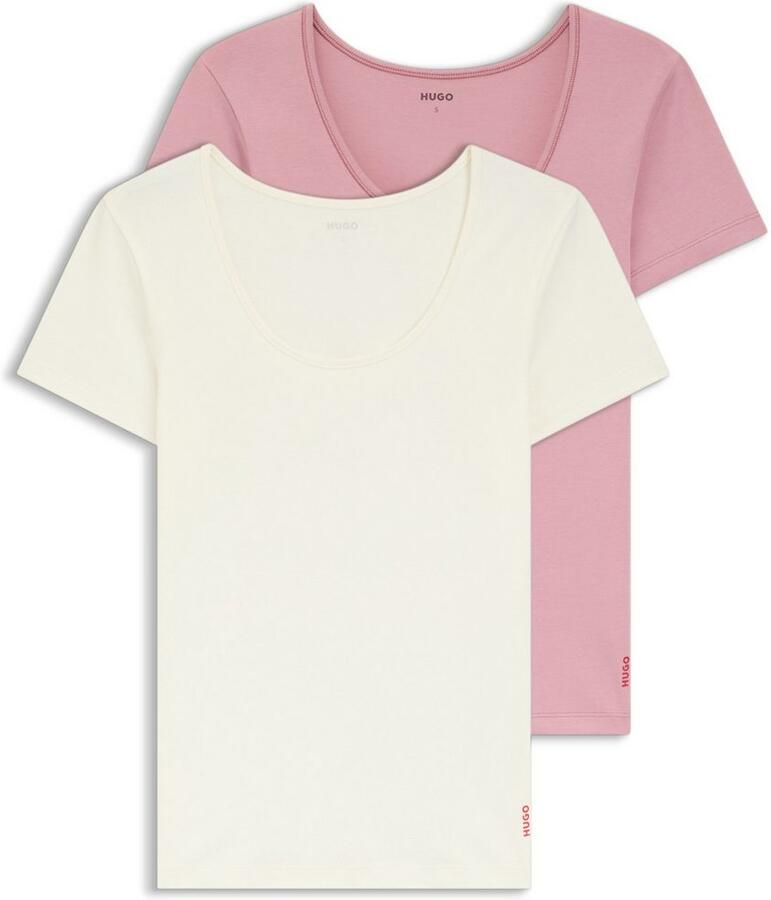 HUGO Regular fit T-shirt van katoenmix in een set van 2 stuks model 'TWIN' - Foto 2