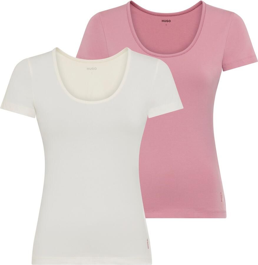 HUGO Regular fit T-shirt van katoenmix in een set van 2 stuks model 'TWIN'