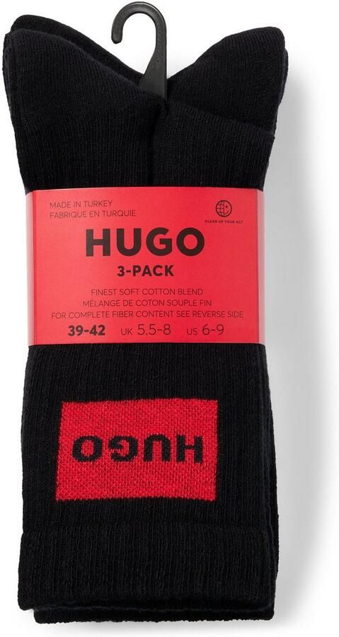 HUGO underwear Vrijetijdssokken 3P QS RIB LABEL met contrasterende hugo logo (3 paar Set van 3) - Foto 8