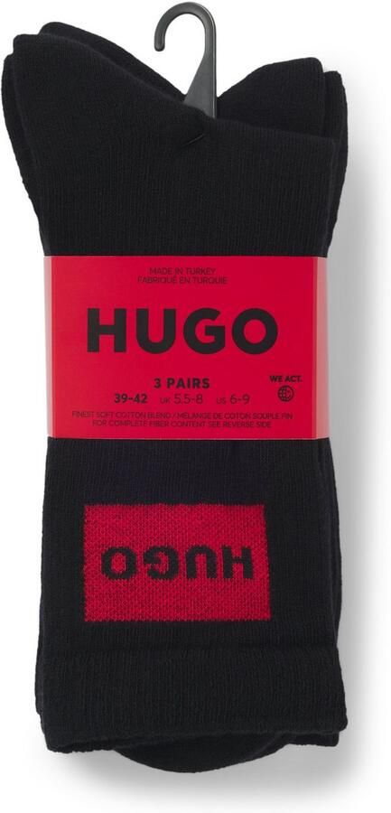 HUGO underwear Vrijetijdssokken 3P QS RIB LABEL met contrasterende hugo logo (3 paar Set van 3) - Foto 7