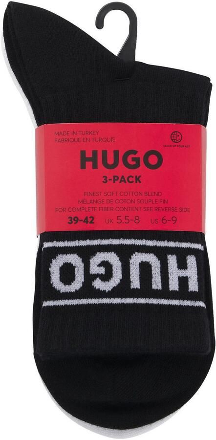 HUGO underwear Vrijetijdssokken 3P QSRIB SPORTY CC W met contrasterend logo-detail (3 paar Set van 3) - Foto 5