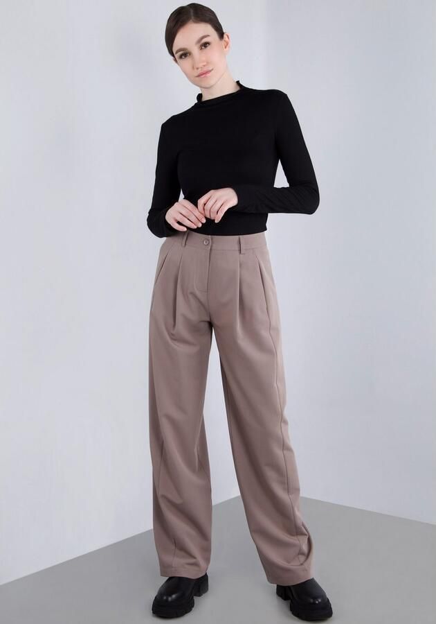 IMPERIAL Bandplooibroek met wijde pijpen - Foto 4