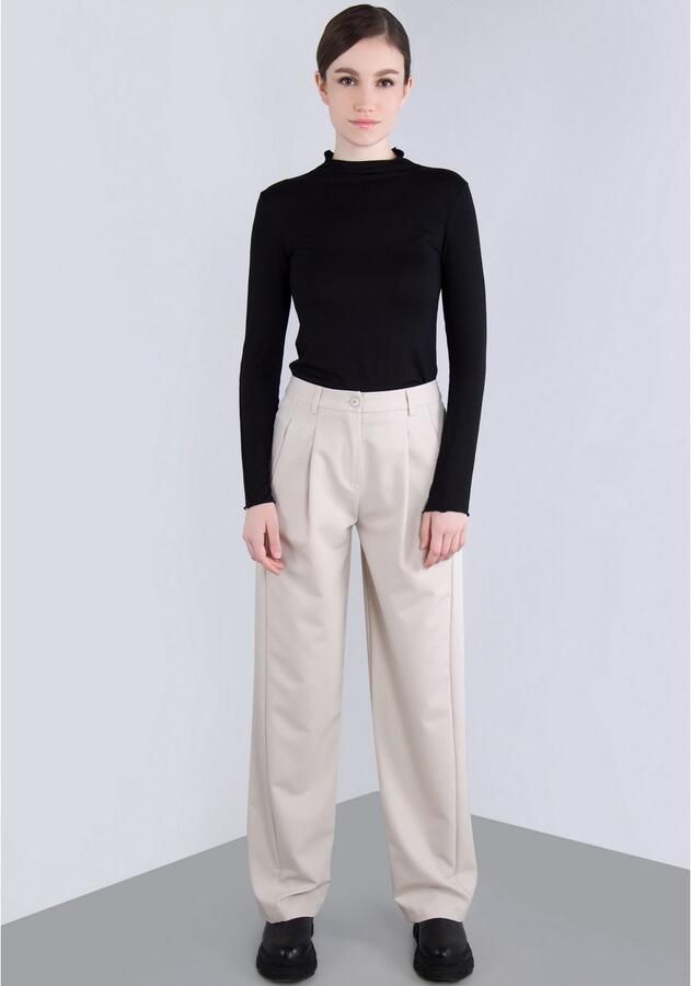 IMPERIAL Bandplooibroek met wijde pijpen - Foto 4