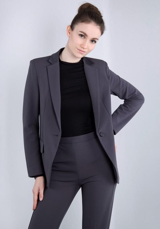 IMPERIAL Lange blazer met satijnen details en stretch - Foto 9