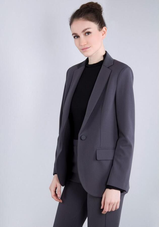 IMPERIAL Lange blazer met satijnen details en stretch - Foto 11