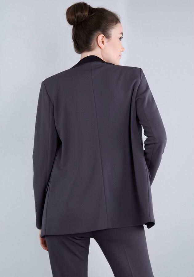 IMPERIAL Lange blazer met satijnen details en stretch - Foto 12