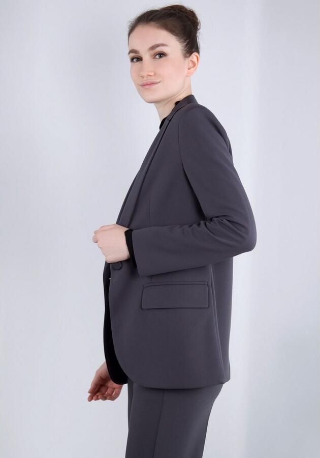 IMPERIAL Lange blazer met satijnen details en stretch - Foto 13