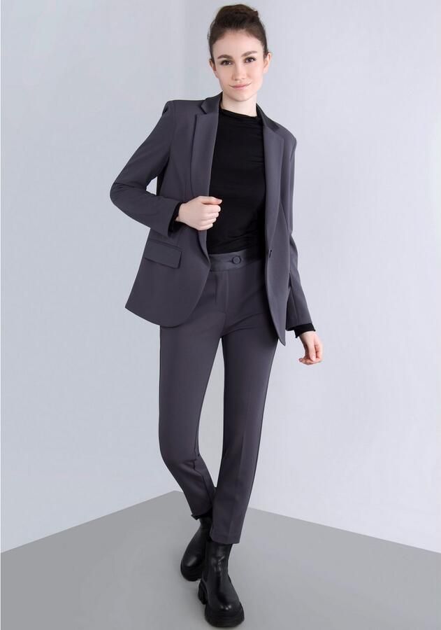 IMPERIAL Lange blazer met satijnen details en stretch - Foto 2