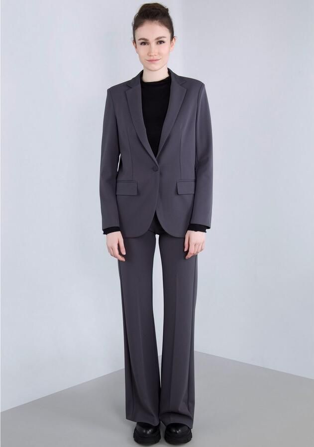 IMPERIAL Lange blazer met satijnen details en stretch - Foto 4