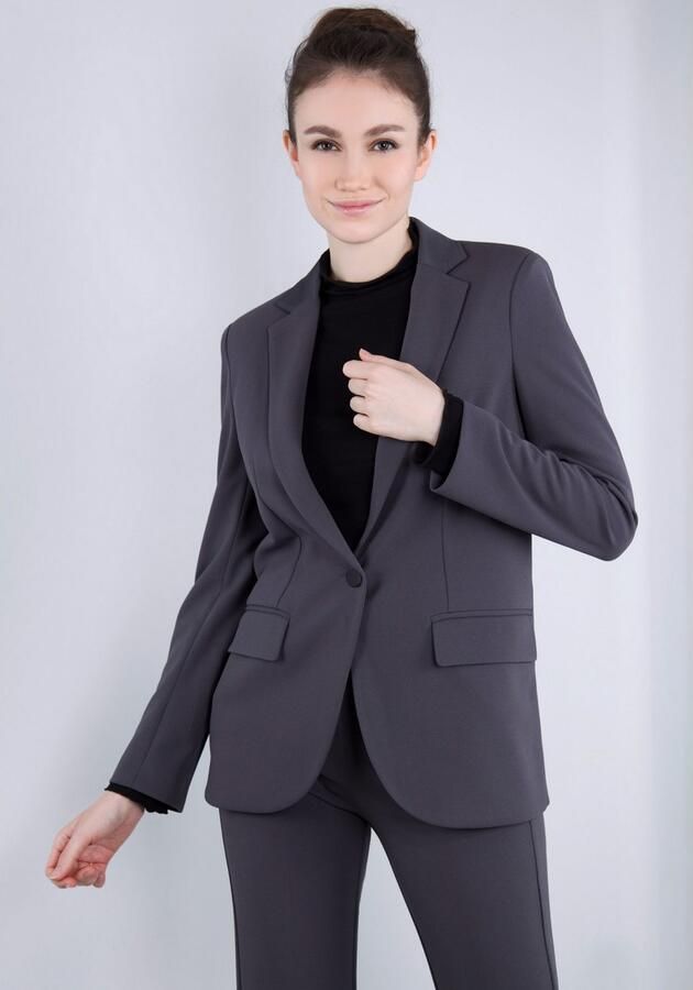 IMPERIAL Lange blazer met satijnen details en stretch - Foto 15