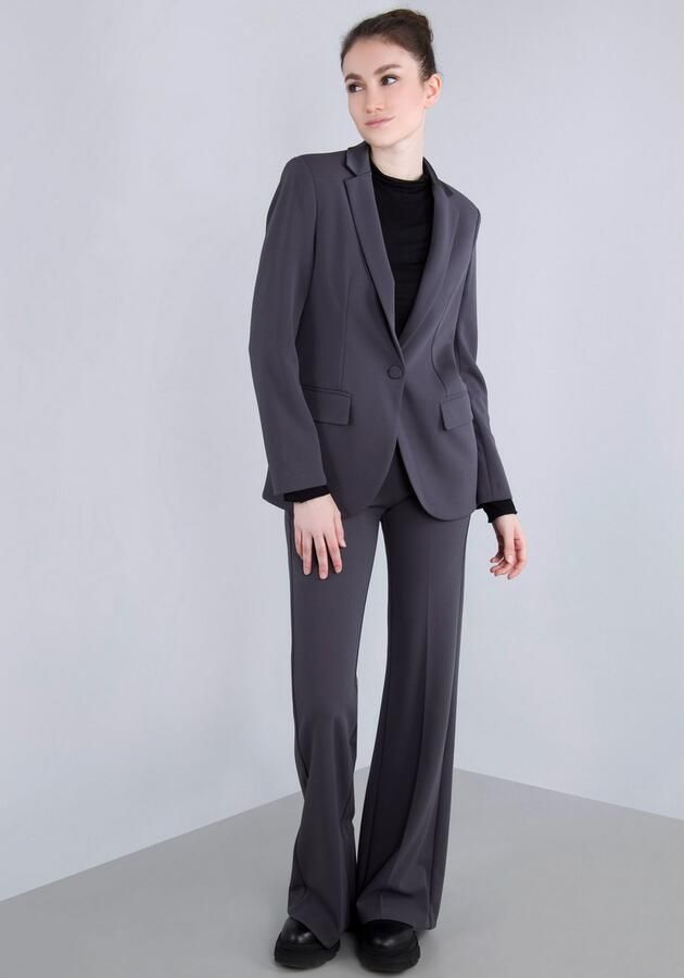 IMPERIAL Lange blazer met satijnen details en stretch - Foto 16