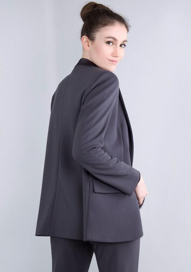 IMPERIAL Lange blazer met satijnen details en stretch - Foto 5