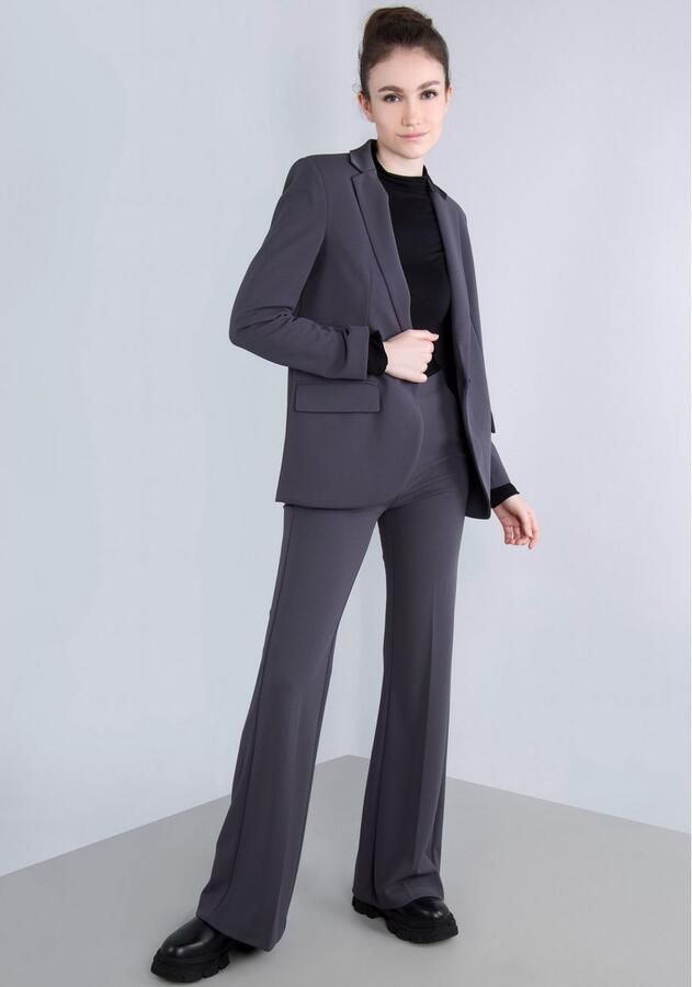 IMPERIAL Lange blazer met satijnen details en stretch - Foto 6