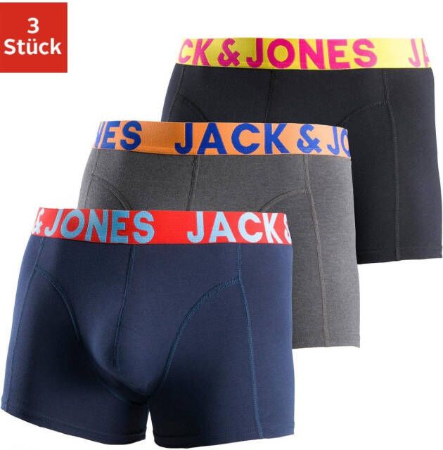 Jack & Jones Boxershort JACCRAZY SOLID met modieus veelkleurige weefband (set 3 stuks)