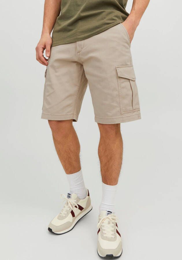 Jack & jones Cargo Shorts met riemlussen en zakken Beige Heren